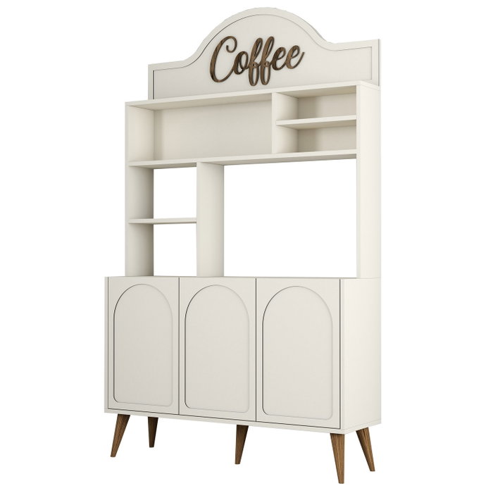 Hanah Home Lyon 120 Mueble Bar para Café - Crema y Nogal Hanah Home Lyon 120 Mueble Bar para Café - Crema y Nogal